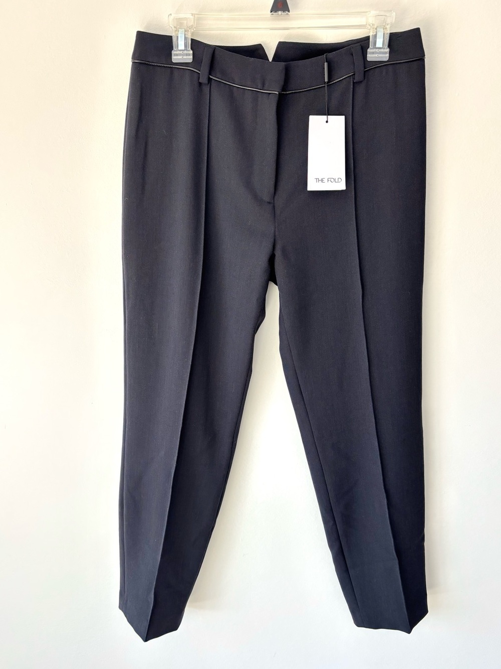 The Fold London EC1 Tailored Trousers Navy Blue Virgin Wool Dress Pant NWT
